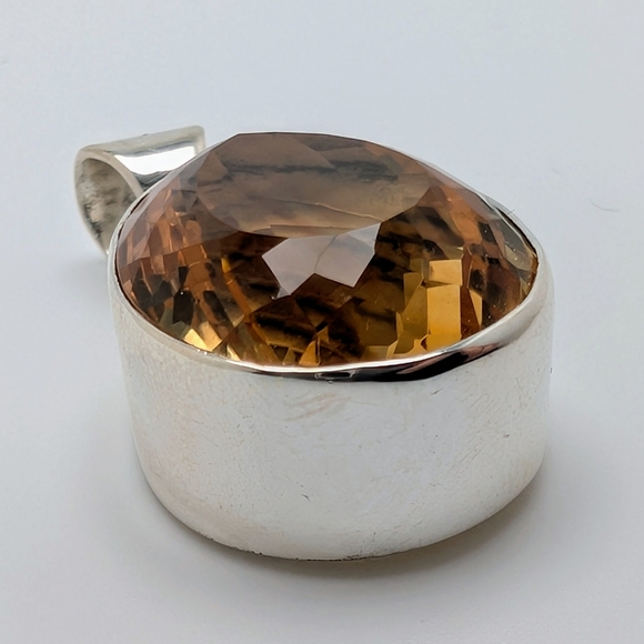 Large Natural Citrine S925 Sterling Silver Pendant High Quality - Picture 3 of 7